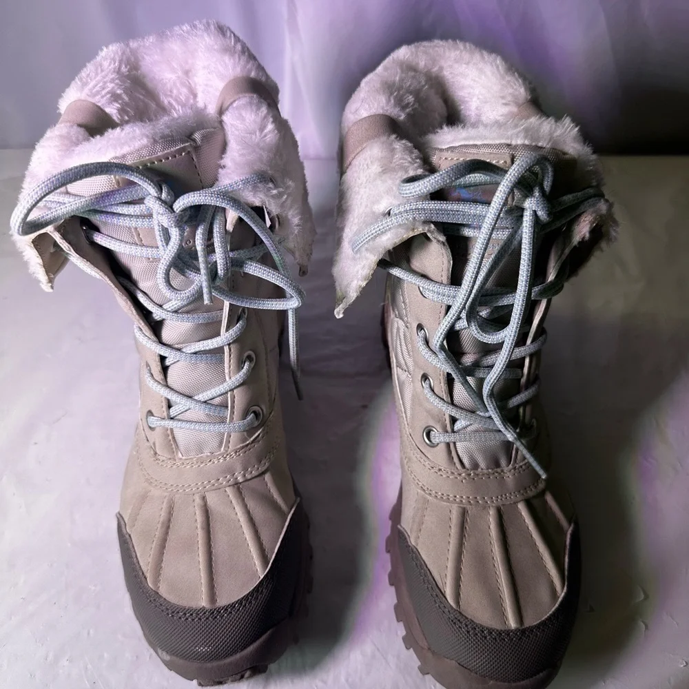 U.S. Polo Assn. White and Gray Fur-Lined Boots